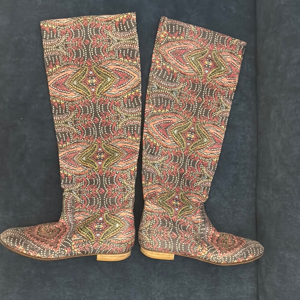 Vero Cuoio Red and Yellow Over the Knee Boots
